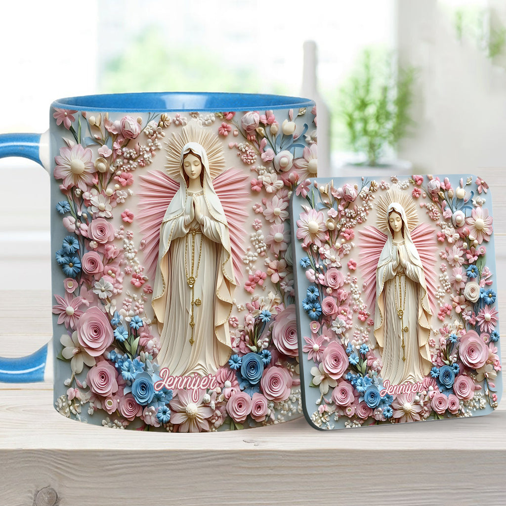 Floral Serenity of Mary - Personalized Christian Accent Mug