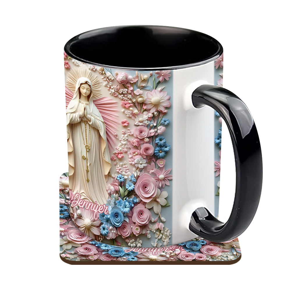 Floral Serenity of Mary - Personalized Christian Accent Mug