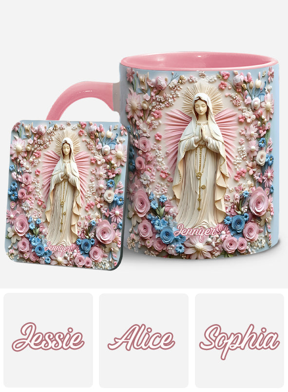 Floral Serenity of Mary - Personalized Christian Accent Mug