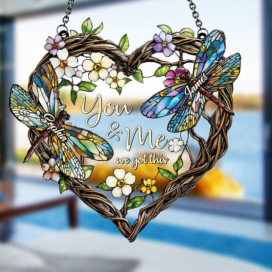 Dragonfly Couple - Personalized Dragonfly Window Hanging Suncatcher Ornament
