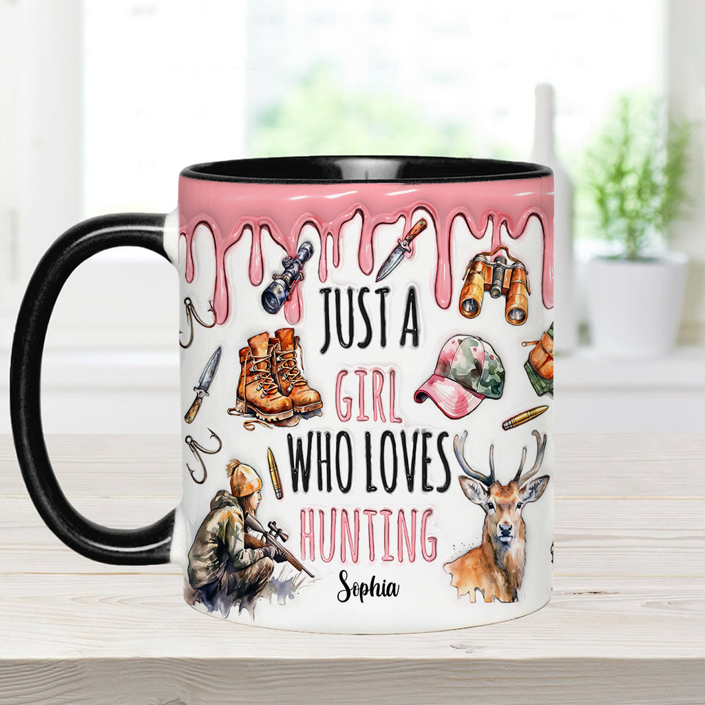Just A Girl Who Loves Hunting - Personalized Hunting Accent Mug