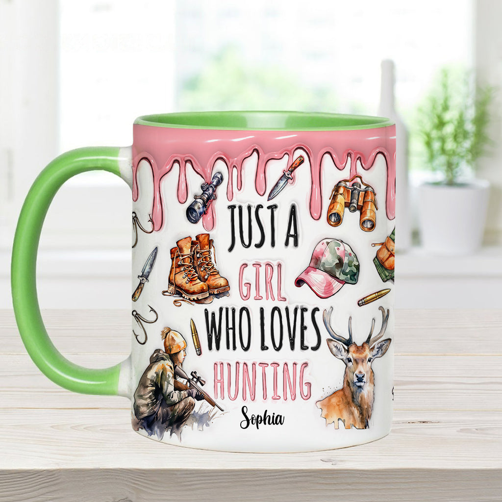 Just A Girl Who Loves Hunting - Personalized Hunting Accent Mug