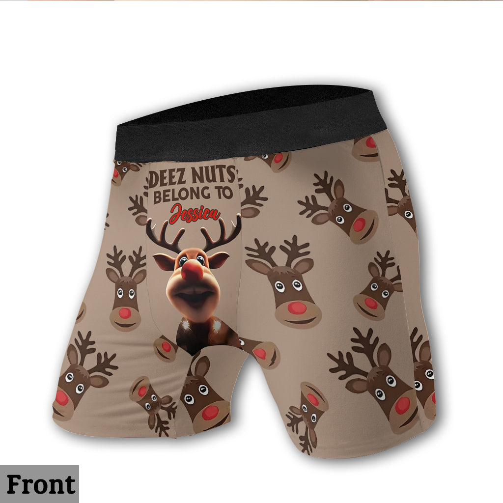 Deez Nuts Belong To Her - Personalized Couple Men’s Boxer Briefs