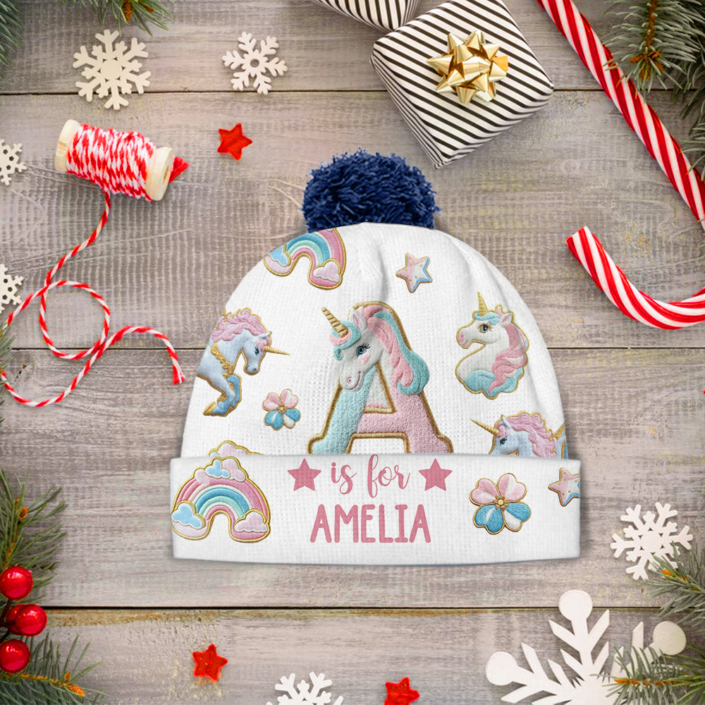 Beautiful Unicorn Alphabet - Personalized Kid Beanie Hat