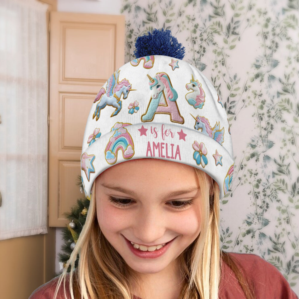 Beautiful Unicorn Alphabet - Personalized Kid Beanie Hat