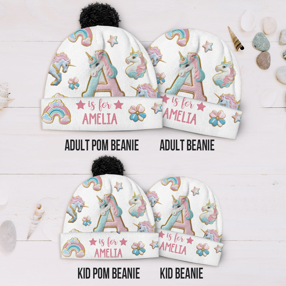 Beautiful Unicorn Alphabet - Personalized Kid Beanie Hat