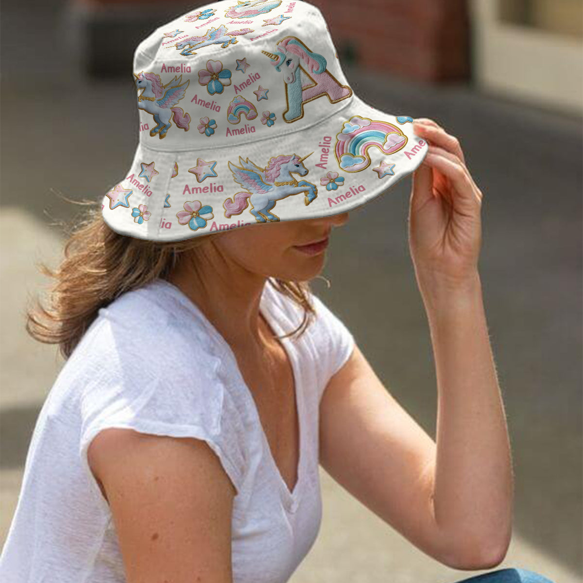 Beautiful Unicorn Alphabet - Personalized Kid Bucket Hat