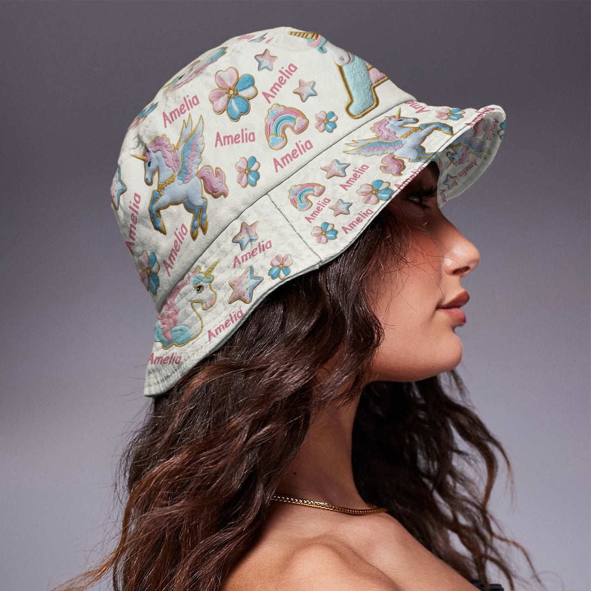 Beautiful Unicorn Alphabet - Personalized Kid Bucket Hat