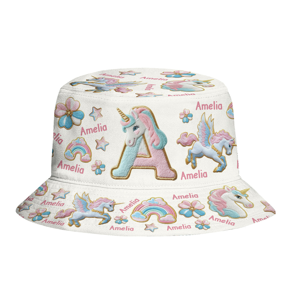 Beautiful Unicorn Alphabet - Personalized Kid Bucket Hat
