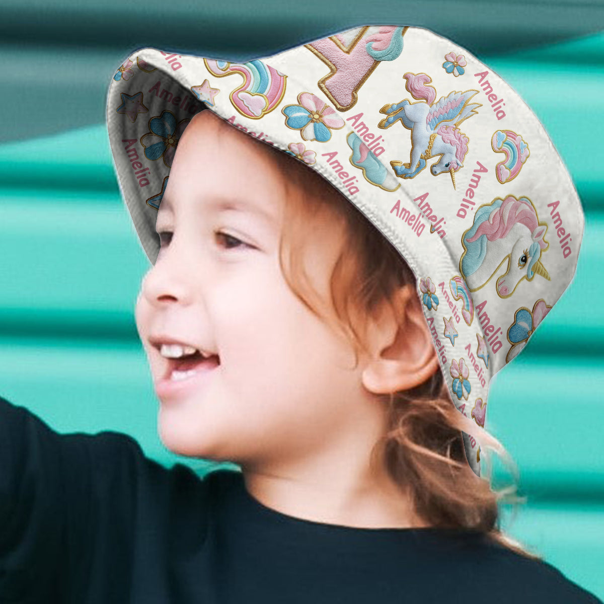 Beautiful Unicorn Alphabet - Personalized Kid Bucket Hat