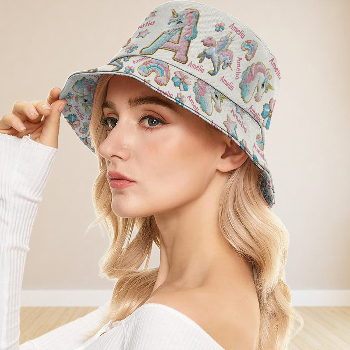 Beautiful Unicorn Alphabet - Personalized Kid Bucket Hat