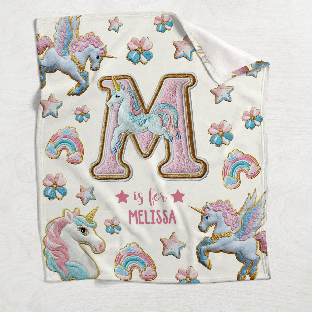 Beautiful Unicorn Alphabet - Personalized Kid Blanket
