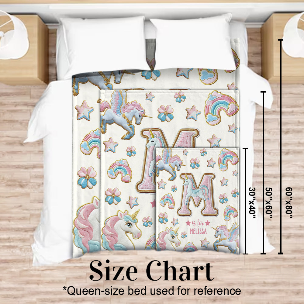 Beautiful Unicorn Alphabet - Personalized Kid Blanket