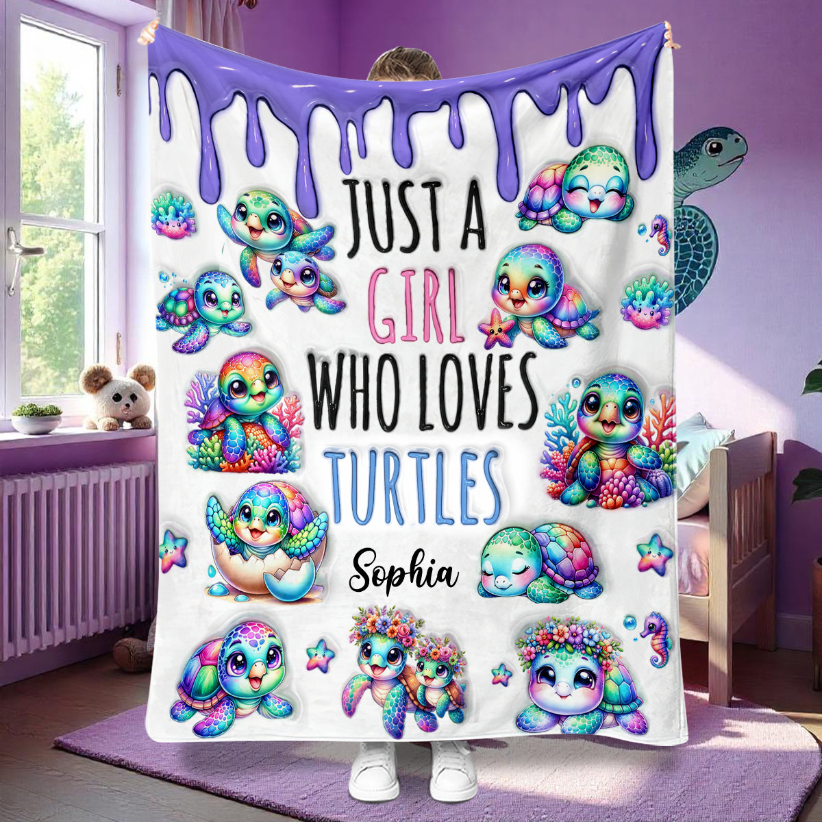 Just A Girl Who Loves Turtles - Personalized Turtle Blanket