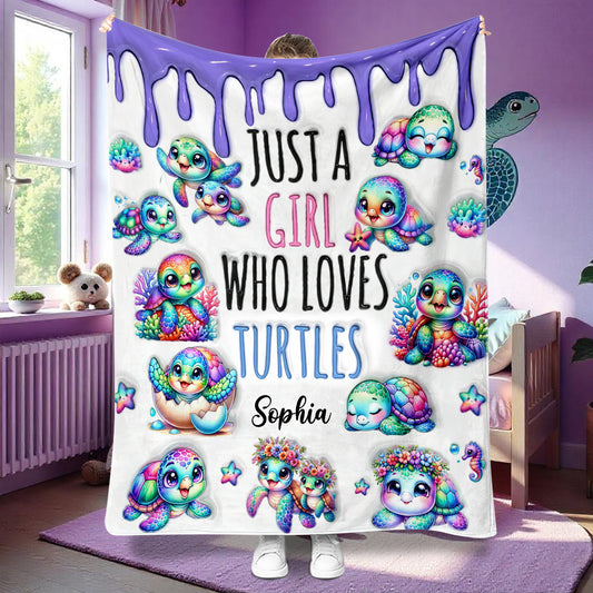 Just A Girl Who Loves Turtles - Personalized Turtle Blanket