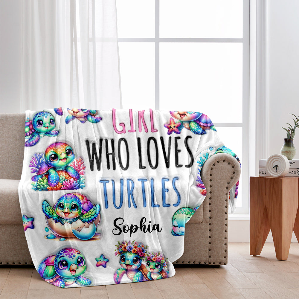 Just A Girl Who Loves Turtles - Personalized Turtle Blanket