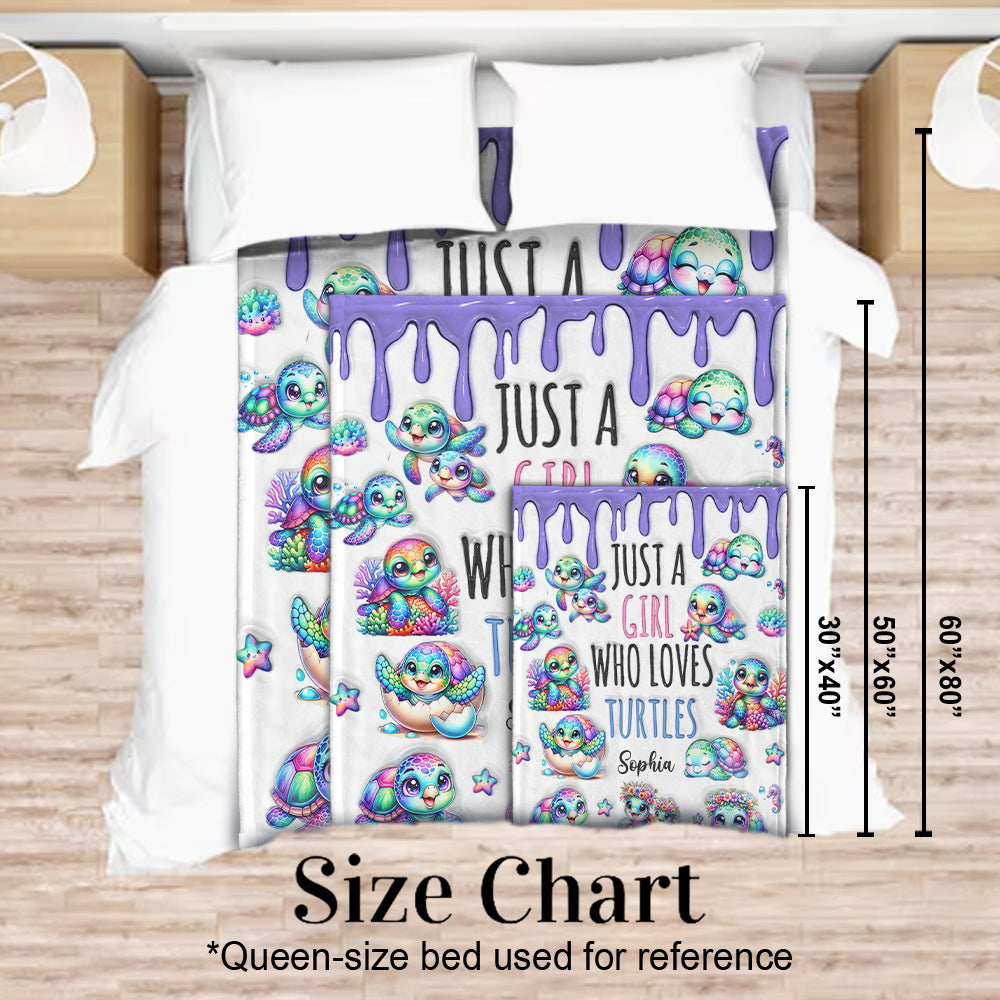 Just A Girl Who Loves Turtles - Personalized Turtle Blanket