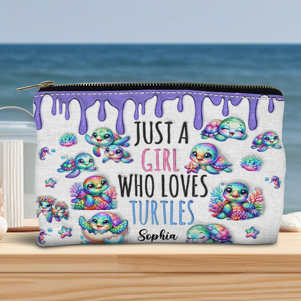 Just A Girl Who Loves Turtles - Personalized Turtle Pouch