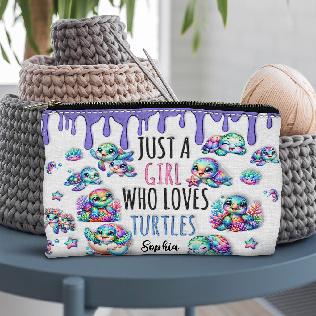 Just A Girl Who Loves Turtles - Personalized Turtle Pouch