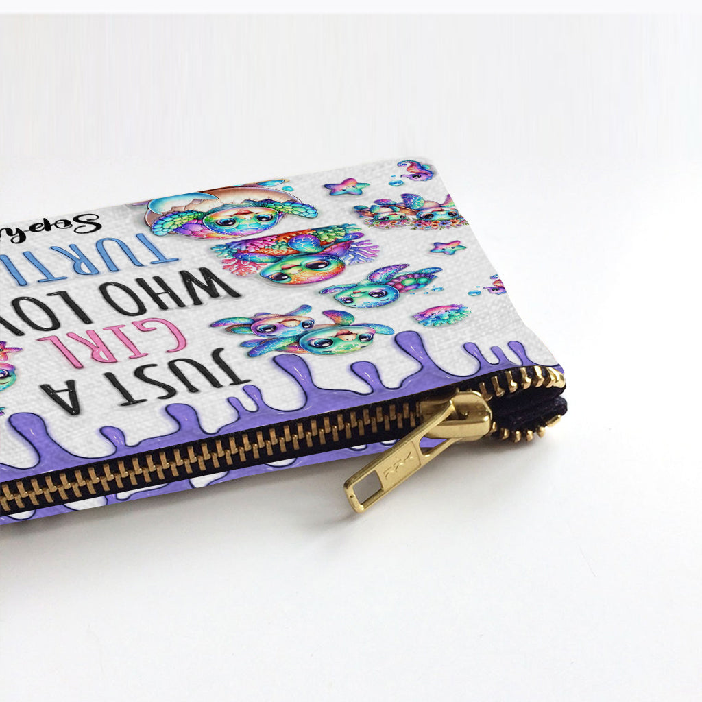Just A Girl Who Loves Turtles - Personalized Turtle Pouch