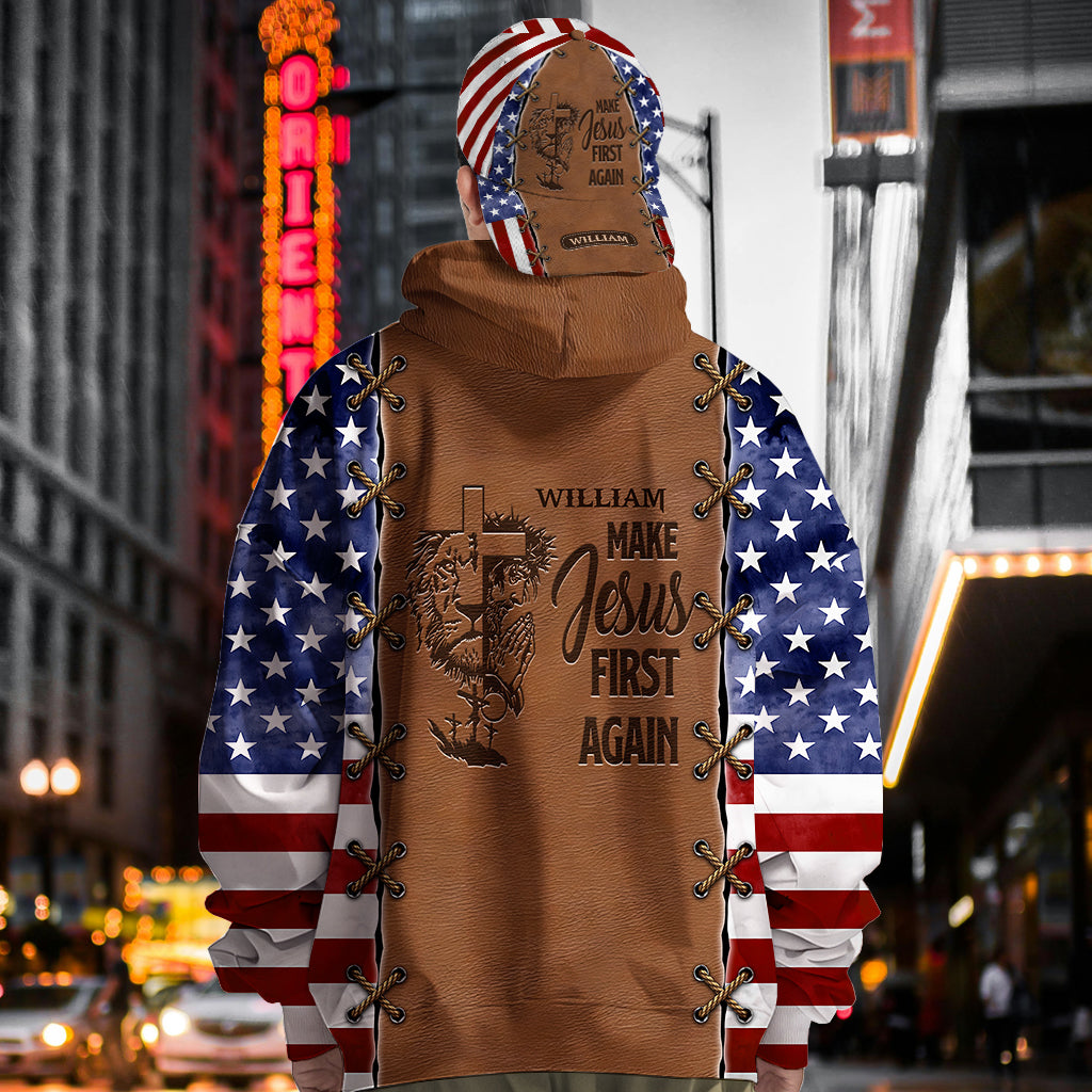 Make Jesus First Again - Personalized Christian All Over Print Hoodie & Classic Cap