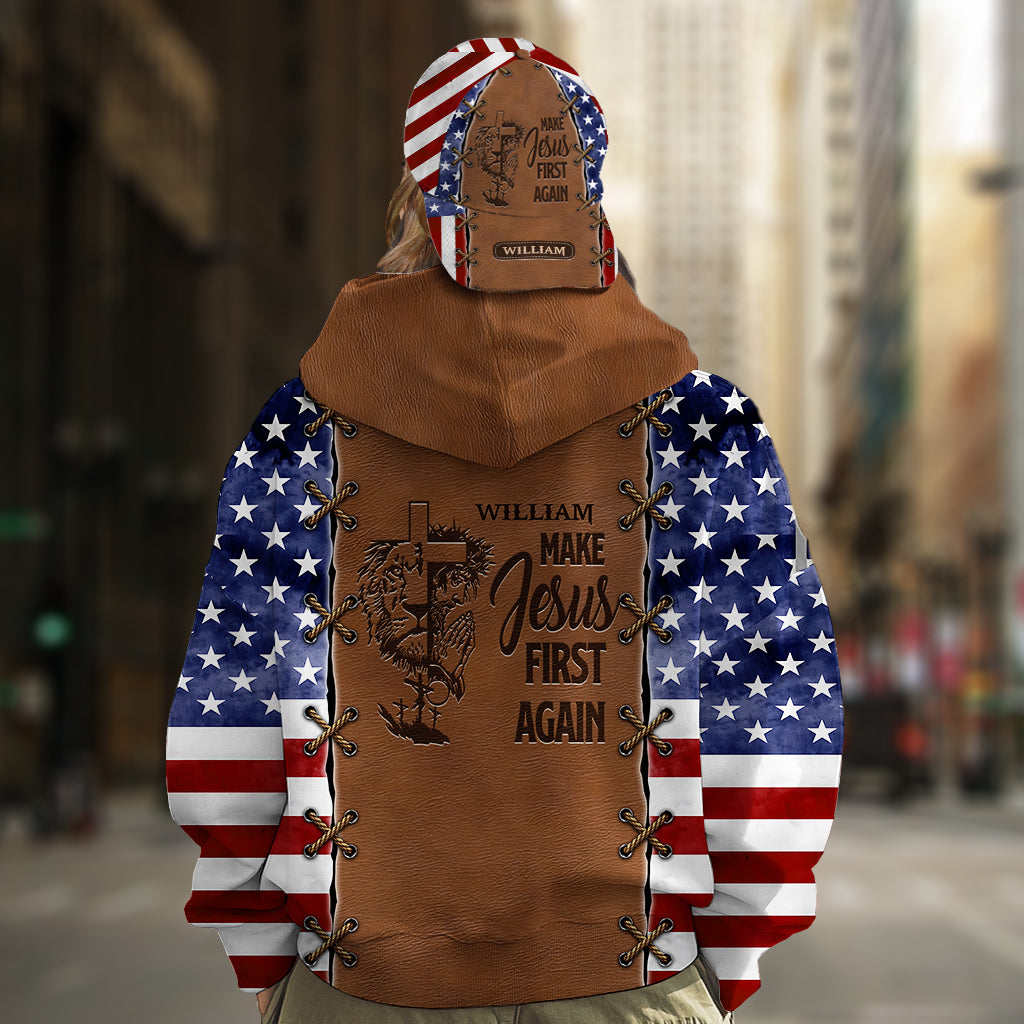 Make Jesus First Again - Personalized Christian All Over Print Hoodie & Classic Cap