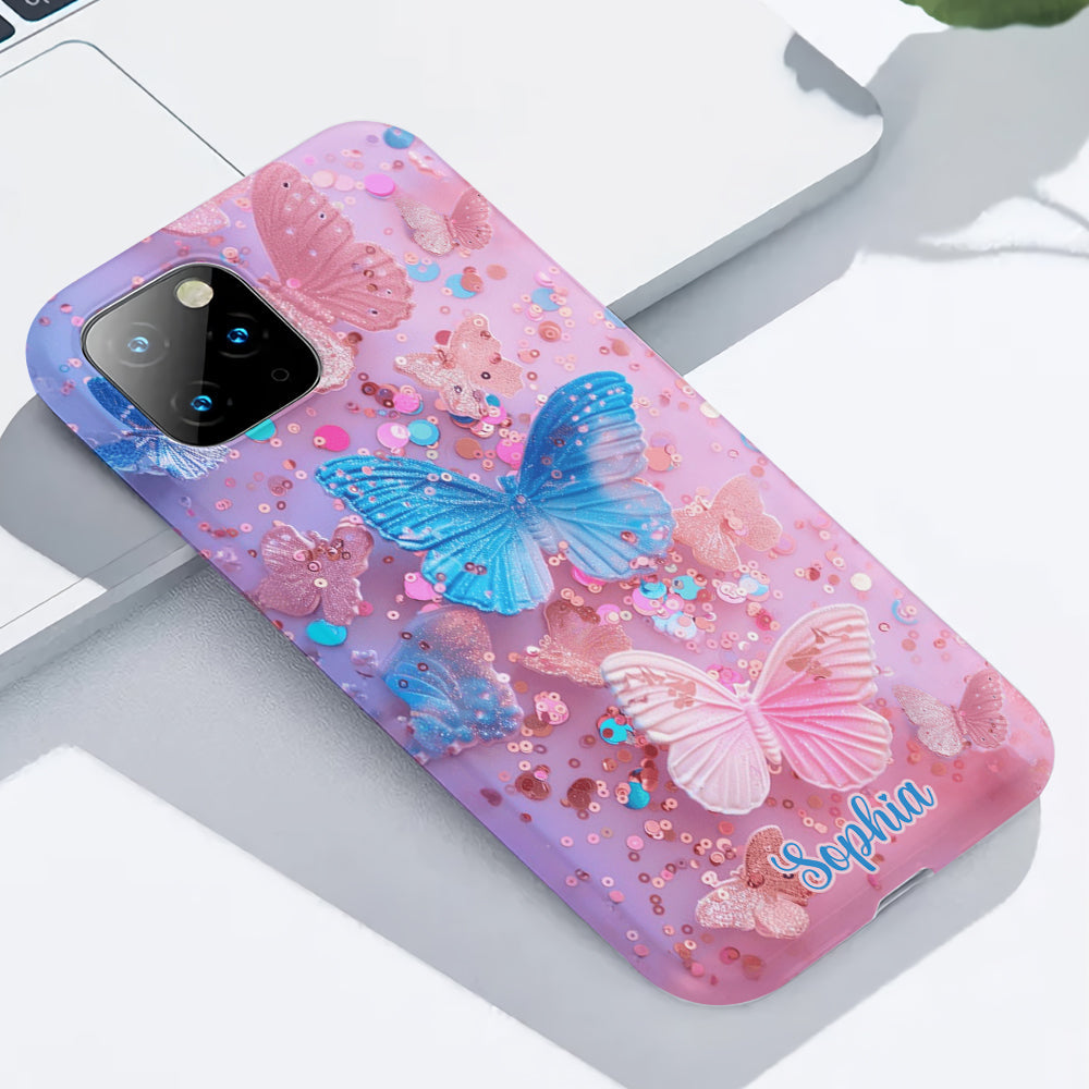 Sparkle Butterflies - Personalized Butterfly Full Print Phone Case