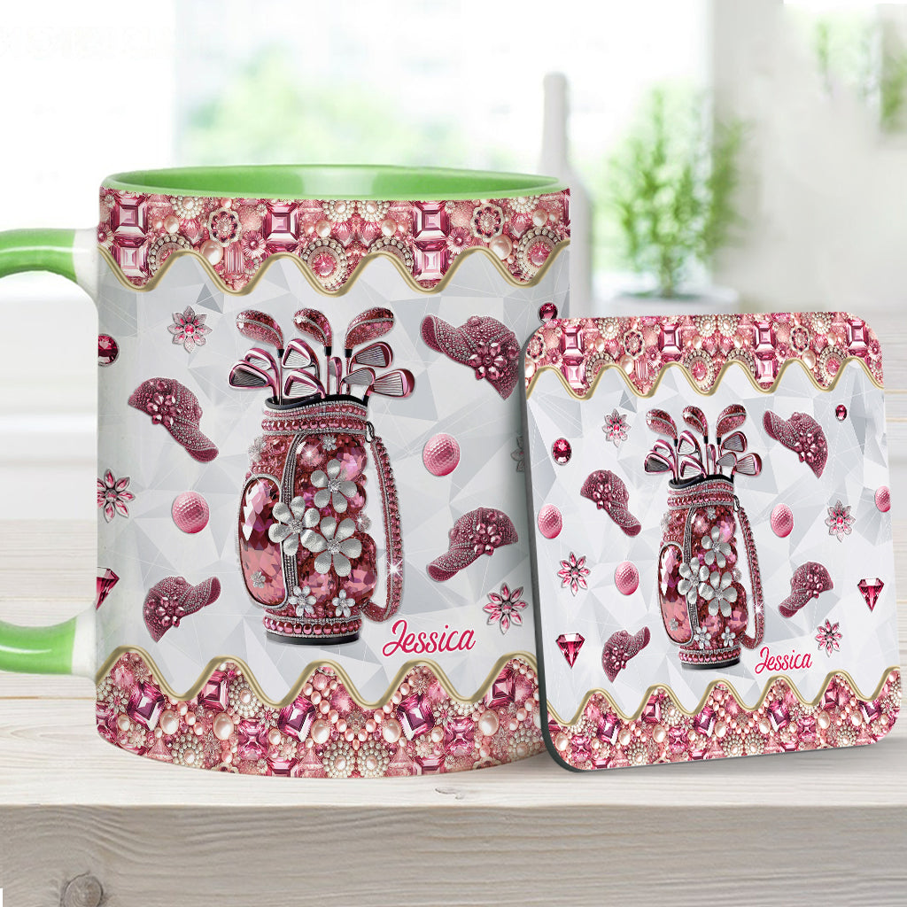 Just A Girl Who Loves Golf - Personalized Golf Accent Mug