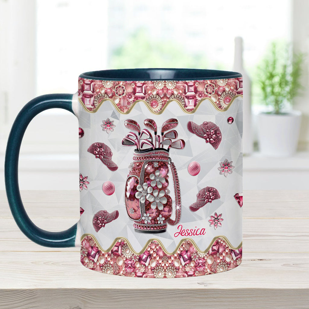 Just A Girl Who Loves Golf - Personalized Golf Accent Mug