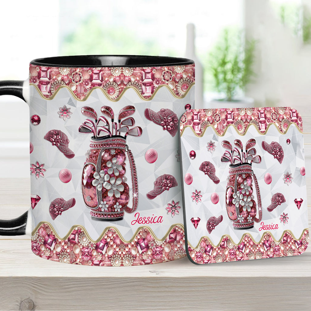 Just A Girl Who Loves Golf - Personalized Golf Accent Mug