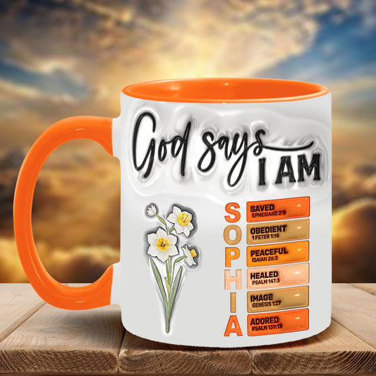 God Says I Am - Personalized Christian Accent Mug