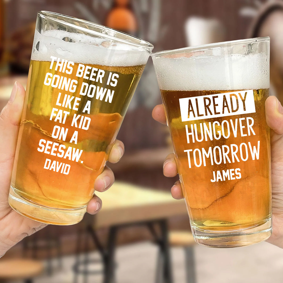 This Beer Is Going Down Like A Fat Kid On A Seesaw - Personalized Beer Beer Glass