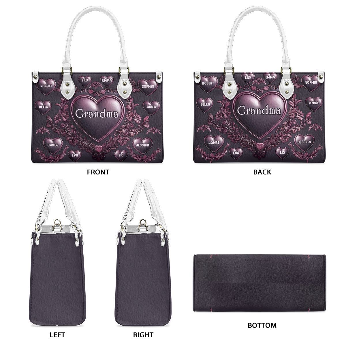 Grandma Nana Mama - Personalized Grandma Leather Handbag