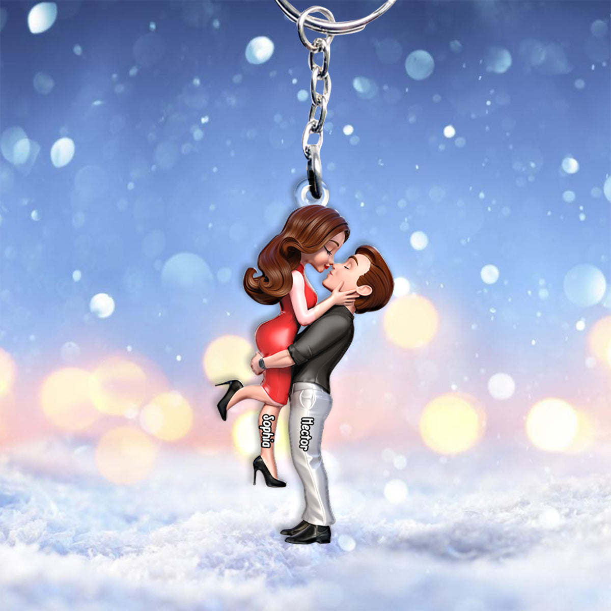 I Love You - Personalized Couple Keychain
