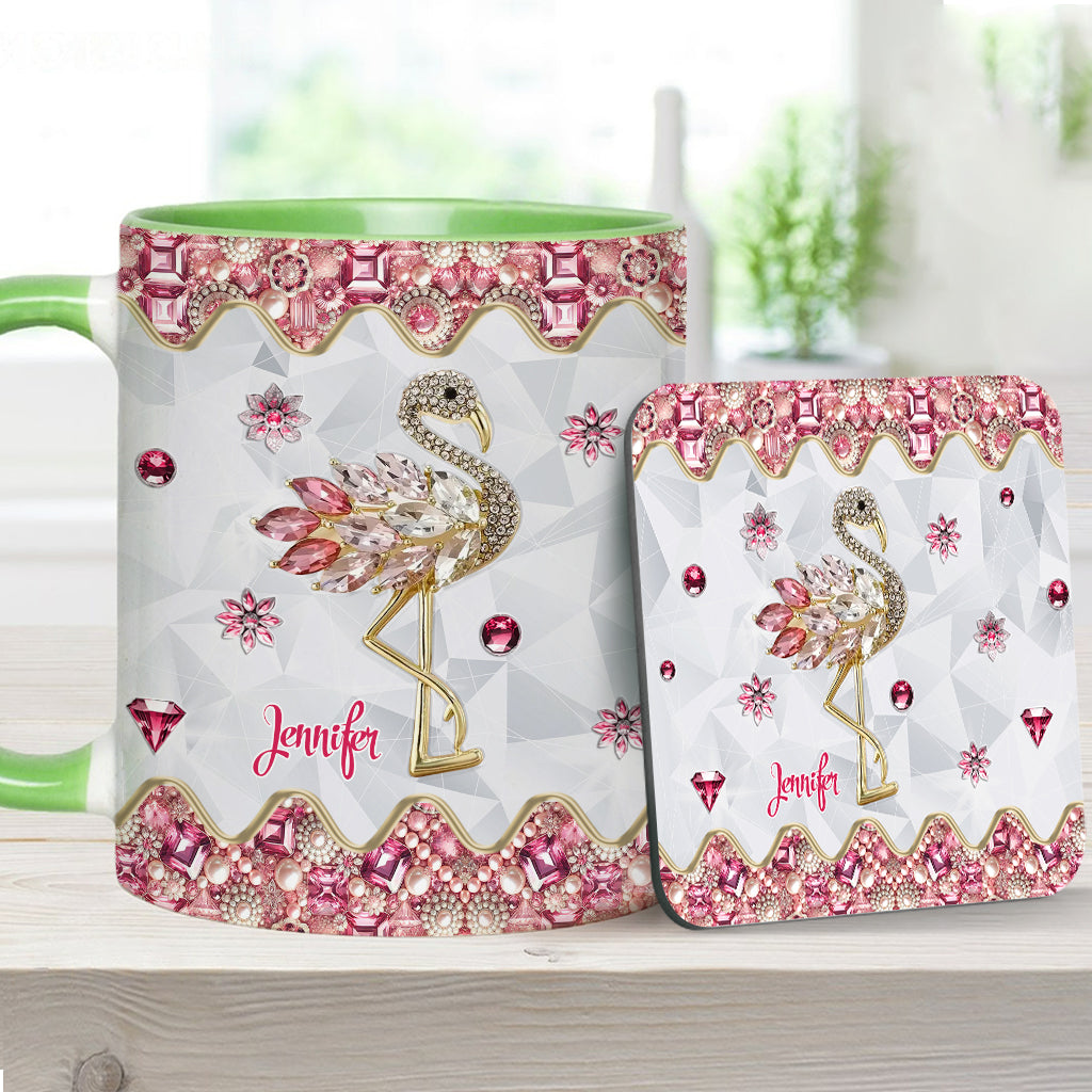 Just A Girl Who Loves Flamingos - Personalized Flamingo Accent Mug