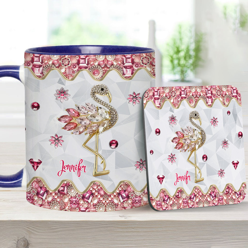 Just A Girl Who Loves Flamingos - Personalized Flamingo Accent Mug