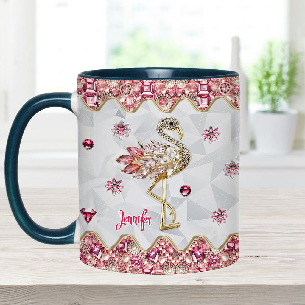 Just A Girl Who Loves Flamingos - Personalized Flamingo Accent Mug