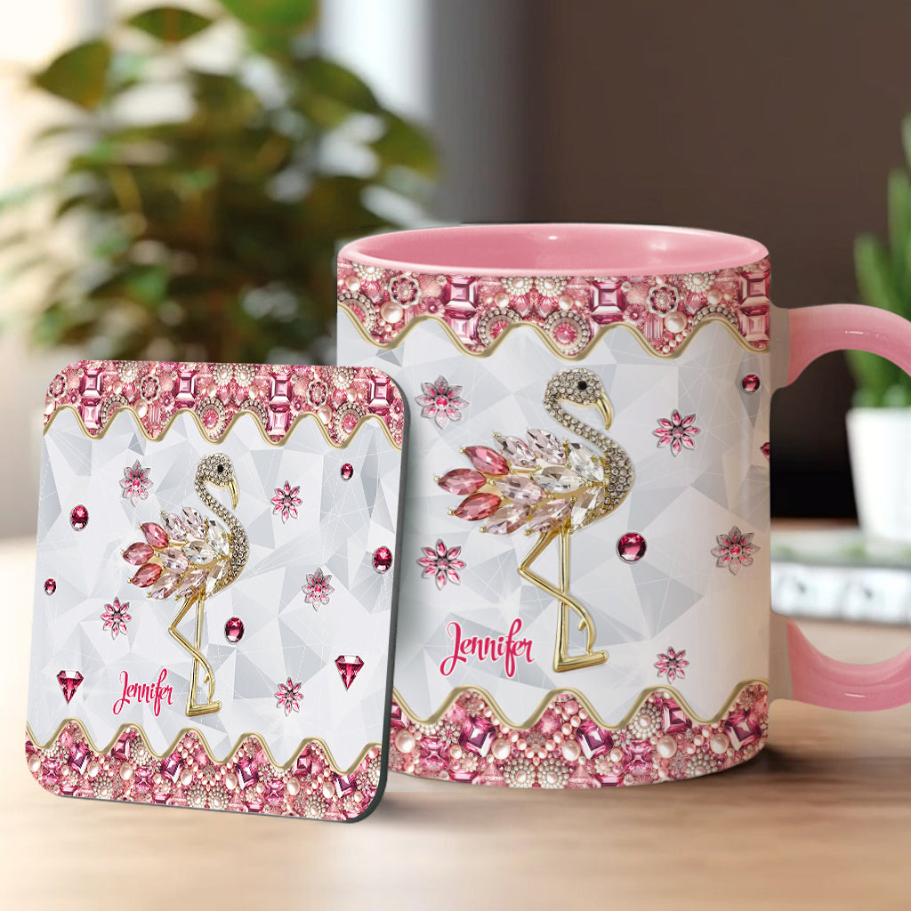 Just A Girl Who Loves Flamingos - Personalized Flamingo Accent Mug