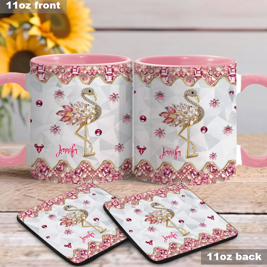 Just A Girl Who Loves Flamingos - Personalized Flamingo Accent Mug