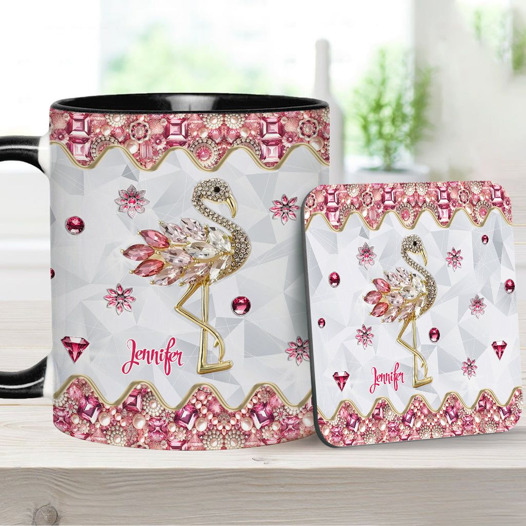 Just A Girl Who Loves Flamingos - Personalized Flamingo Accent Mug