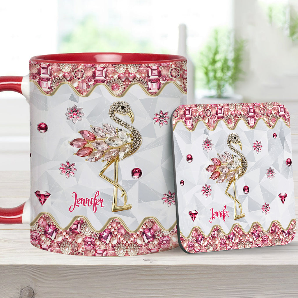 Just A Girl Who Loves Flamingos - Personalized Flamingo Accent Mug