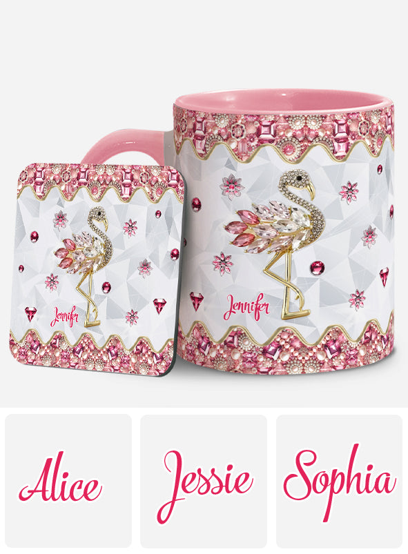 Just A Girl Who Loves Flamingos - Personalized Flamingo Accent Mug