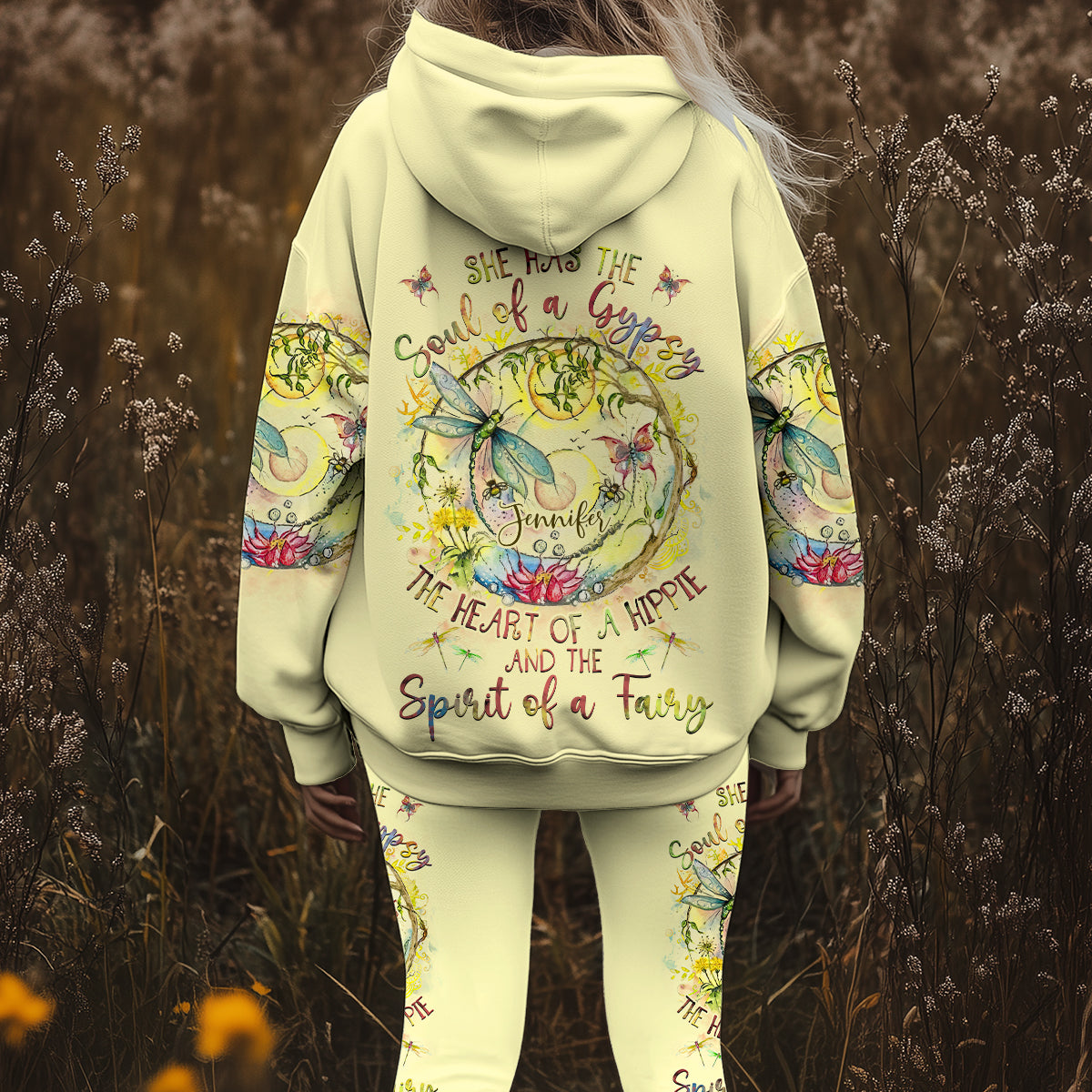 Spirit Of A Fairy Dragonfly - Personalized Hippie Hoodie and Leggings