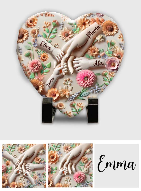 Hold Our Hands - Personalized Mother Heart Shaped Stone