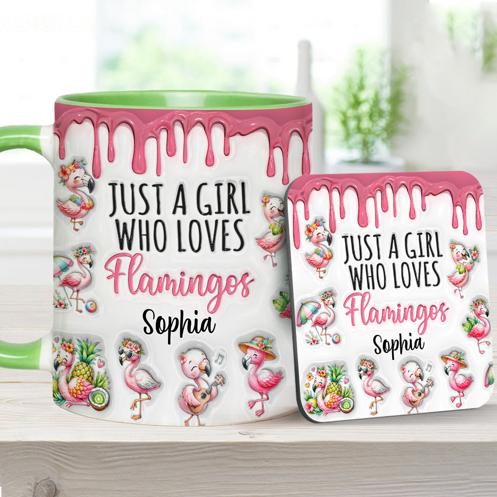 Just A Girl Who Loves Flamingos - Personalized Flamingo Accent Mug