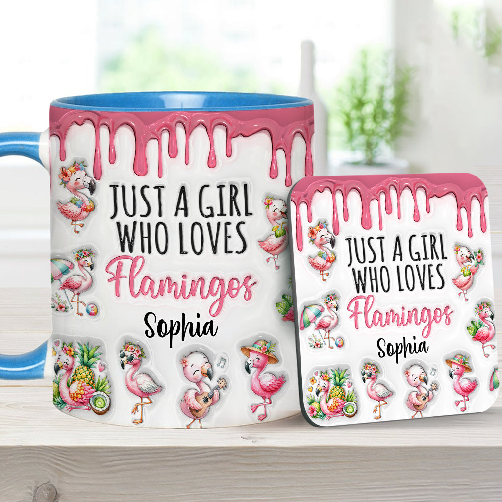 Just A Girl Who Loves Flamingos - Personalized Flamingo Accent Mug