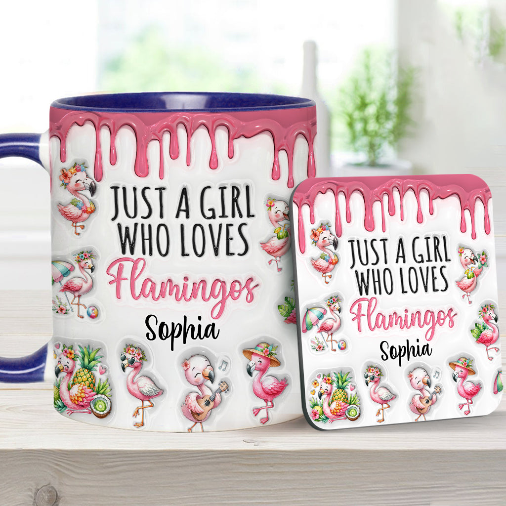 Just A Girl Who Loves Flamingos - Personalized Flamingo Accent Mug