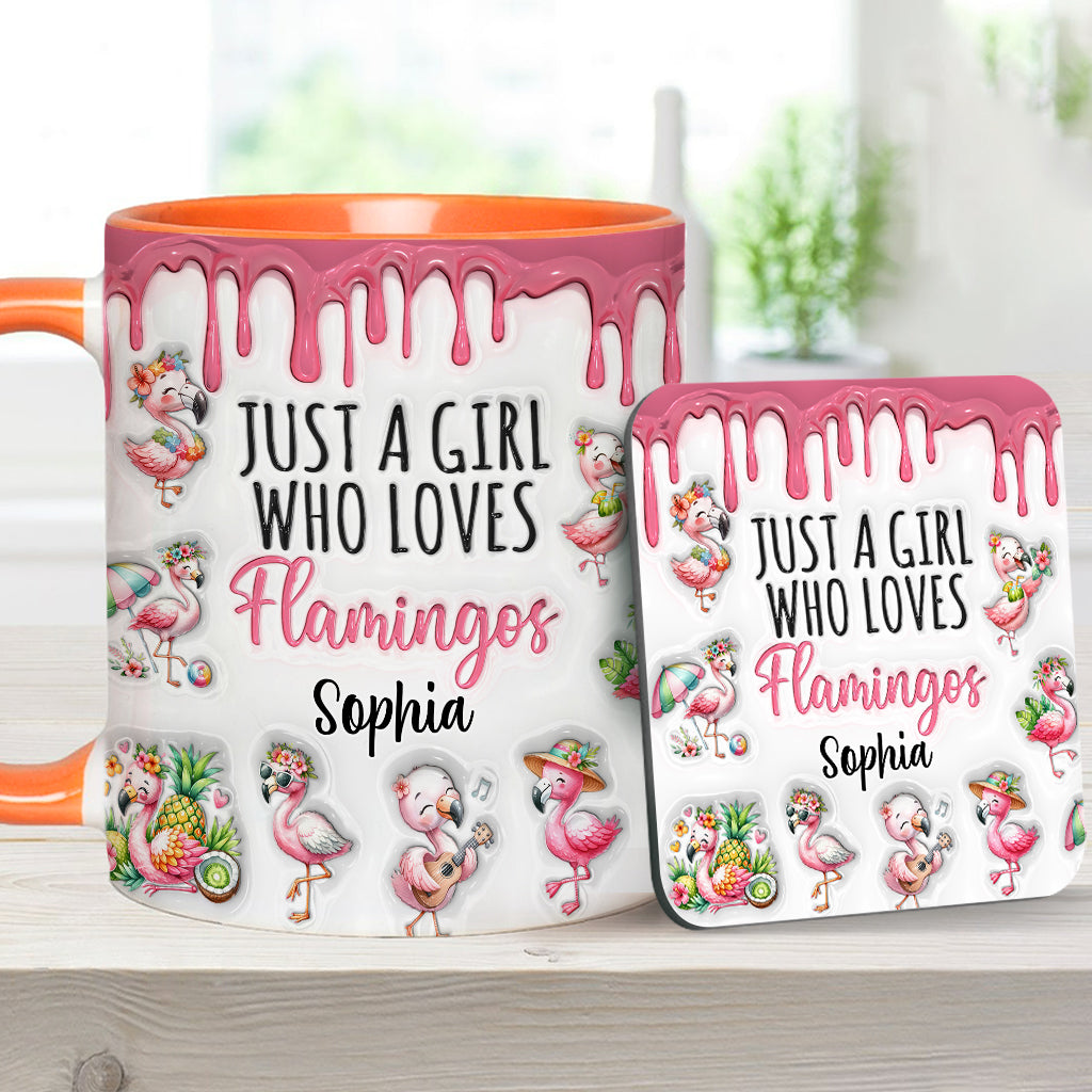 Just A Girl Who Loves Flamingos - Personalized Flamingo Accent Mug