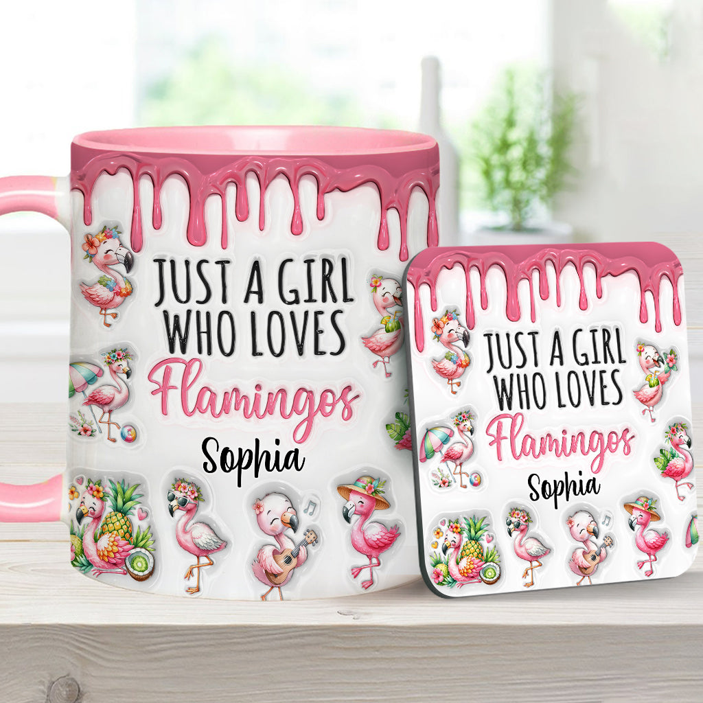 Just A Girl Who Loves Flamingos - Personalized Flamingo Accent Mug