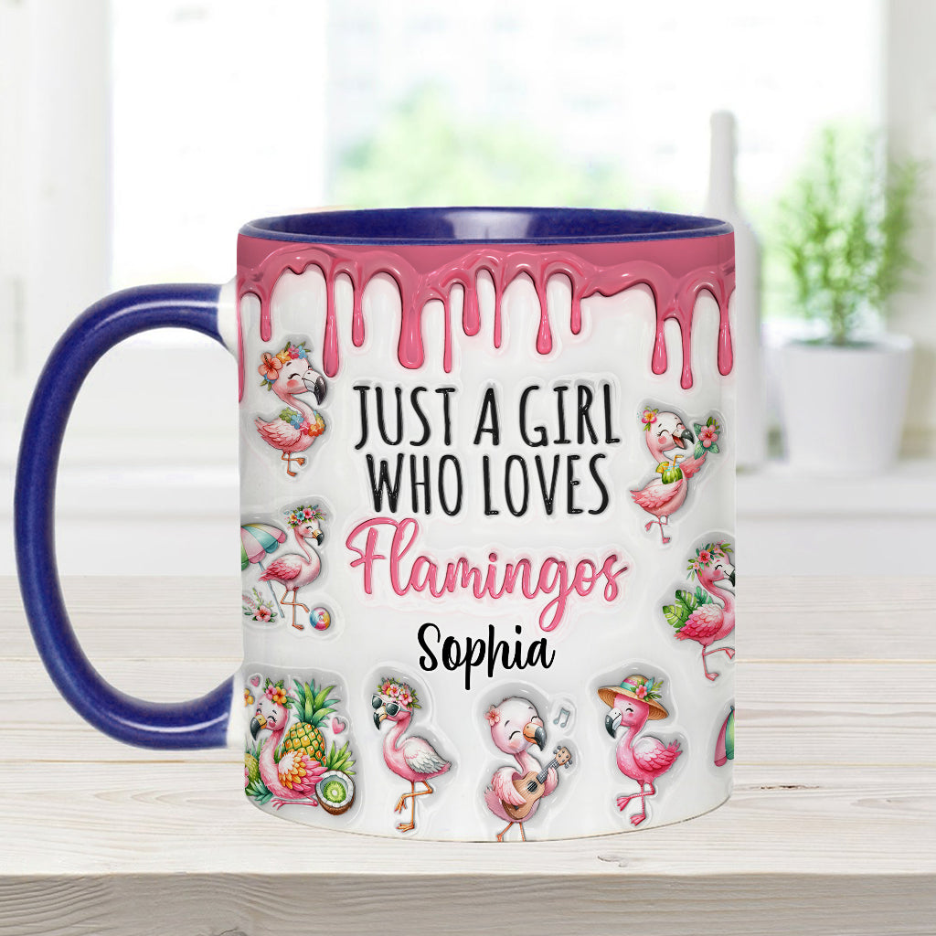 Just A Girl Who Loves Flamingos - Personalized Flamingo Accent Mug